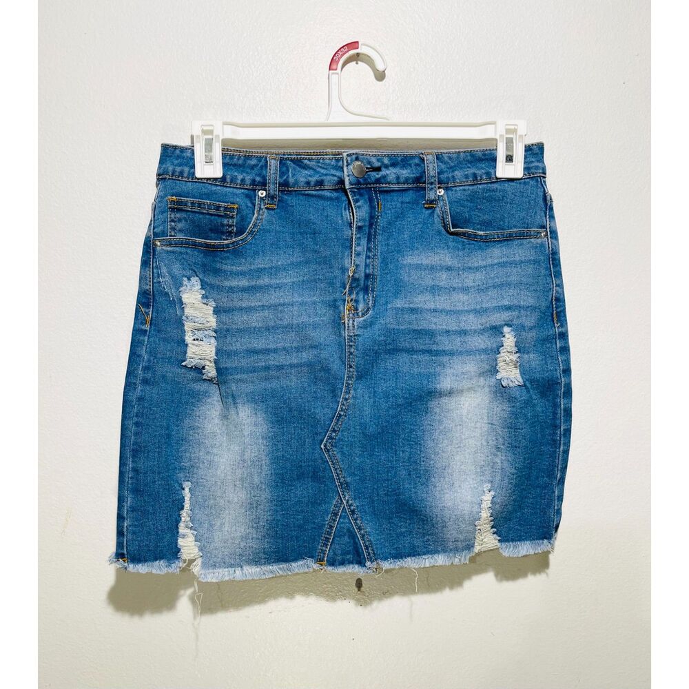 Denim BLVD los Angeles mini skirt distressed stretch country casual women XL Jr